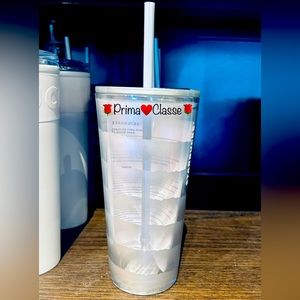 Starbucks Metallic Silver Swirl Glass Cup Iridescent Tumbler Cold 18oz New 2023